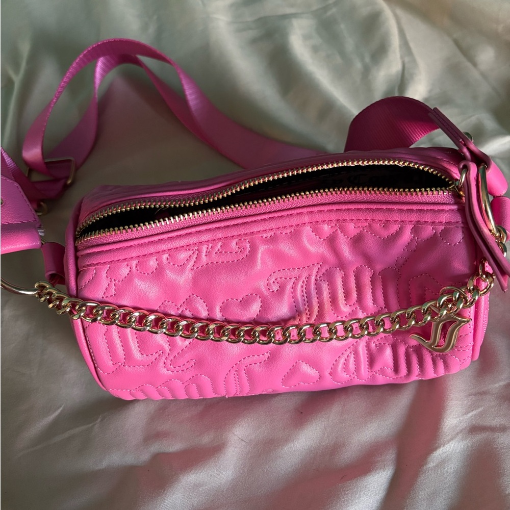Juicy Couture Pink Quilted Crossbody Bag with Gold Chain